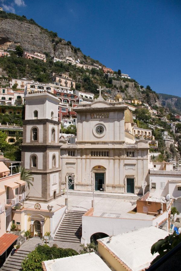 Positano's Duomo at the bottom of the hill