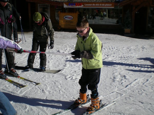 Ryan tries his skis for size