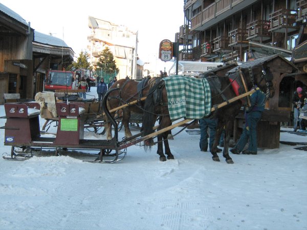 Cars are banned and horse drawn sleighs provide most transport in Avoriaz