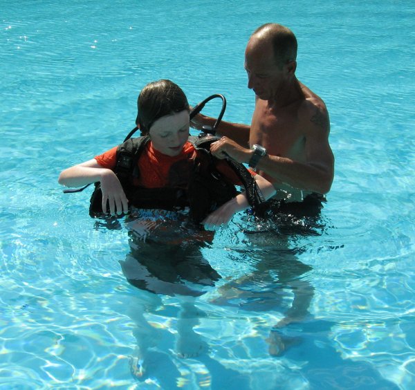 Ryan tries the Scuba gear in our hotel in Cyprus