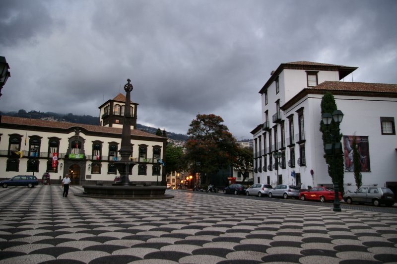 Funchal square as evening draws in