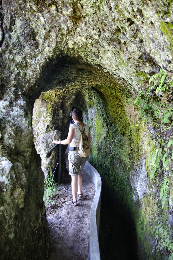 Levada cuts through rockface in places