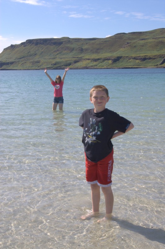 Kids enjoy the warm water of the Western Highlands